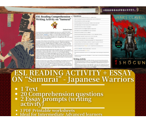 ESL Reading Comprehension + Writing Activity - Samurai - Japan