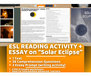 ESL Reading Comprehension + Writing Activity - Solar Eclipse
