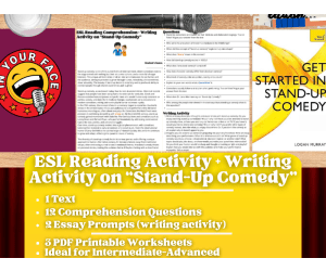 ESL Reading Comprehension + Writing Activity - Stand-Up Comedy