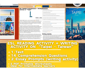 ESL Reading Comprehension + Writing Activity -  Taipei - Taiwan - Asia