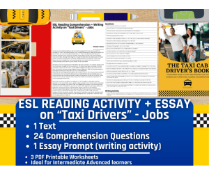 ESL Reading Comprehension + Writing Activity - Taxi Driver - Jobs