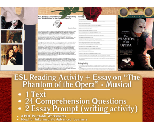 ESL Reading Comprehension + Writing Activity -The Phantom of the Opera