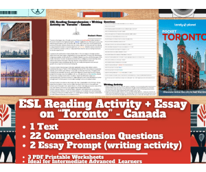 ESL Reading Comprehension + Writing Activity - Toronto - Canada