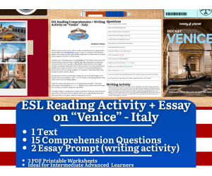 ESL Reading Comprehension + Writing Activity - Venice - Italy