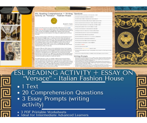 ESL Reading Comprehension + Writing Activity - Versace - Fashion House