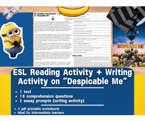 ESL Reading Comprehension + Writing Activity Worksheet - Despicable Me
