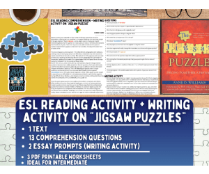 ESL Reading Comprehension + Writing Activity Worksheet - Jigsaw Puzzle