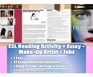 ESL Reading Comprehension + Writing Activity Worksheet - Make-Up Artis