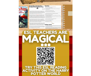 ESL Reading Comprehension + Writing Activity Worksheet on Harry Potter