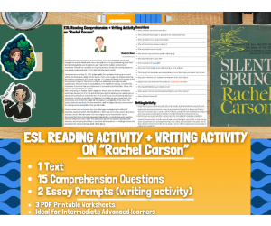 ESL Reading Comprehension + Writing Activity Worksheet - Rachel Carson