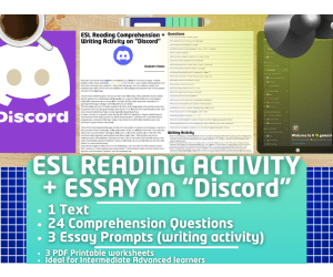ESL Reading Comprehension + Writing Activity Worksheets - Discord