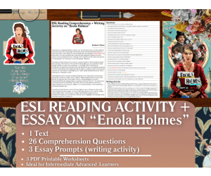 ESL Reading Comprehension + Writing Activity Worksheets - Enola Holmes