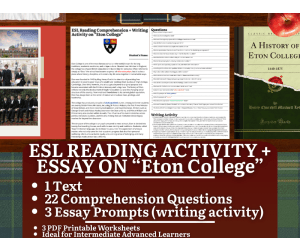 ESL Reading Comprehension + Writing Activity Worksheets - Eton College