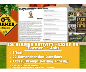 ESL Reading Comprehension + Writing Activity Worksheets - Farmer - Job