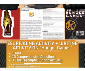 ESL Reading Comprehension + Writing Activity Worksheets - Hunger Games