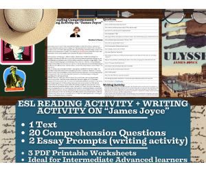 ESL Reading Comprehension + Writing Activity Worksheets - James Joyce