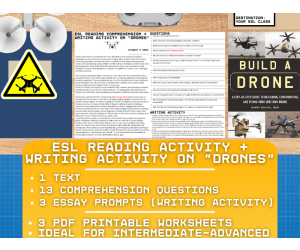 ESL Reading Comprehension + Writing Activity Worksheets on "Drones"