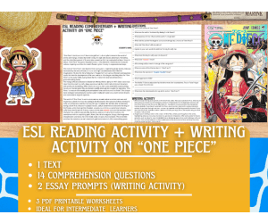 ESL Reading Comprehension + Writing Activity Worksheets on "One Piece"