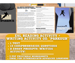 ESL Reading Comprehension + Writing Activity Worksheets on Parkour