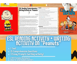 ESL Reading Comprehension + Writing Activity Worksheets on "Peanuts"