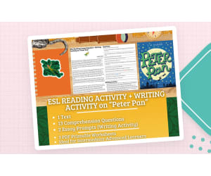 ESL Reading Comprehension + Writing Activity Worksheets on Peter Pan