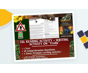 ESL Reading Comprehension + Writing Activity Worksheets on "Trolls"