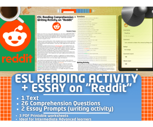 ESL Reading Comprehension + Writing Activity Worksheets - Reddit