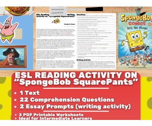 ESL Reading Comprehension + Writing Activity Worksheets - SpongeBob