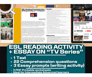 ESL Reading Comprehension + Writing Activity Worksheets - TV Series