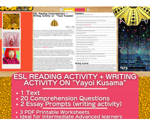 ESL Reading Comprehension + Writing Activity - Yayoi Kusama