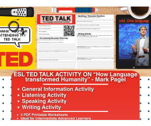 ESL TED Talk Activity - How Language transformed Humanity - Mark Pagel