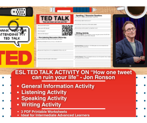 ESL TED Talk Activity - How one tweet can ruin your life - Jon Ronson