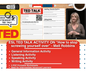 ESL TED Talk Activity- How to stop screwing yourself over