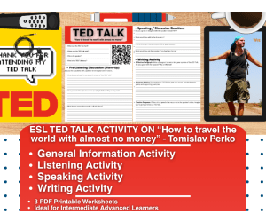 ESL TED Talk Activity - How to Travel the World with almost money