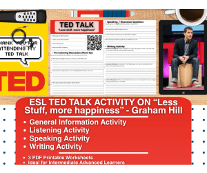 ESL TED Talk Activity - Less stuff, more happiness - Graham Hill