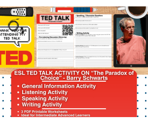 ESL TED Talk Activity - The Paradox of Choice - Barry Schwartz