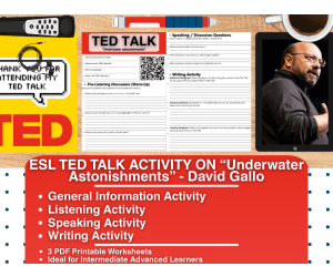ESL TED Talk Activity - Underwater Astonishments - David Gallo