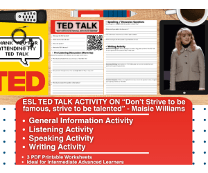 ESL TED Talk - Don't Strive to be famous, strive to be talented