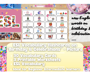 ESL Vocabulary Flashcards - Birthday & Celebrations - Pictures