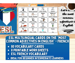 ESL Vocabulary Flashcards - Most Common Adjevtives - French
