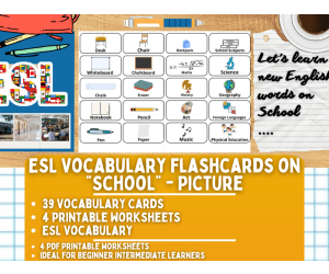 ESL Vocabulary Flashcards - School - Pictures