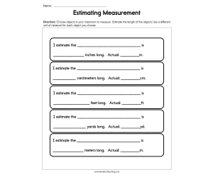 Estimating Measurement Worksheet