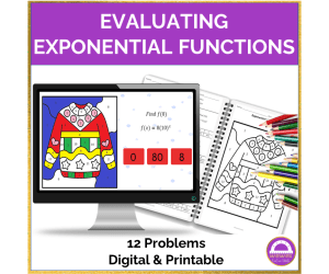 Evaluating Exponential Functions Color by Number: Digital & Printable