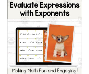 Evaluating Expressions with Exponents Digital Self-Checking Math Activ