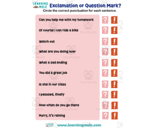 Exclamation or Question Mark Activity