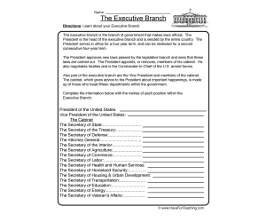 Executive Branch Worksheet