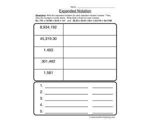 Expanded Notation Place Value Worksheet