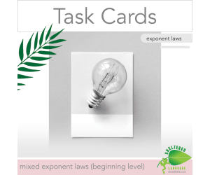 Exponent Laws Exponent Rules Task Cards