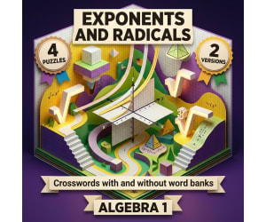 Exponents Radicals and Exponential Functions Crosswords with Word Bank