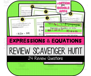Expressions & Equations Unit Review SCAVENGER HUNT